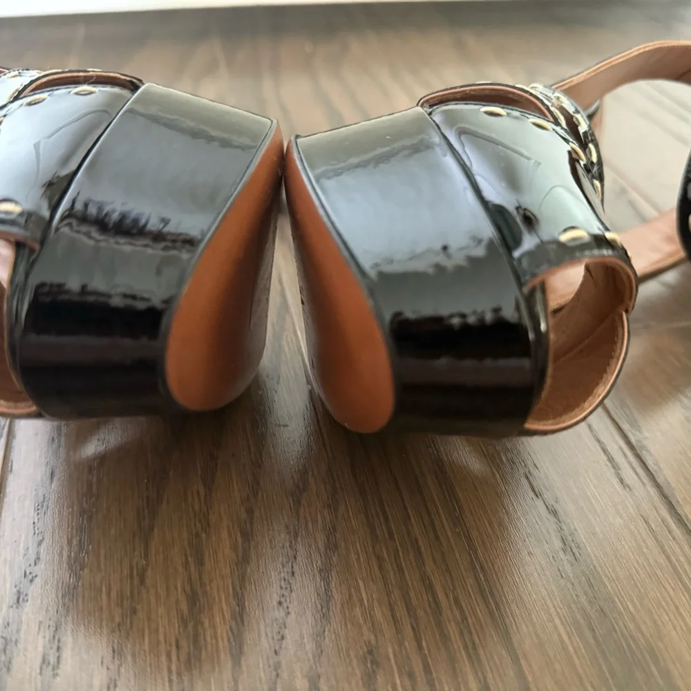 ALAIA Patent Leather Ankle Strap Platform Sandals 37